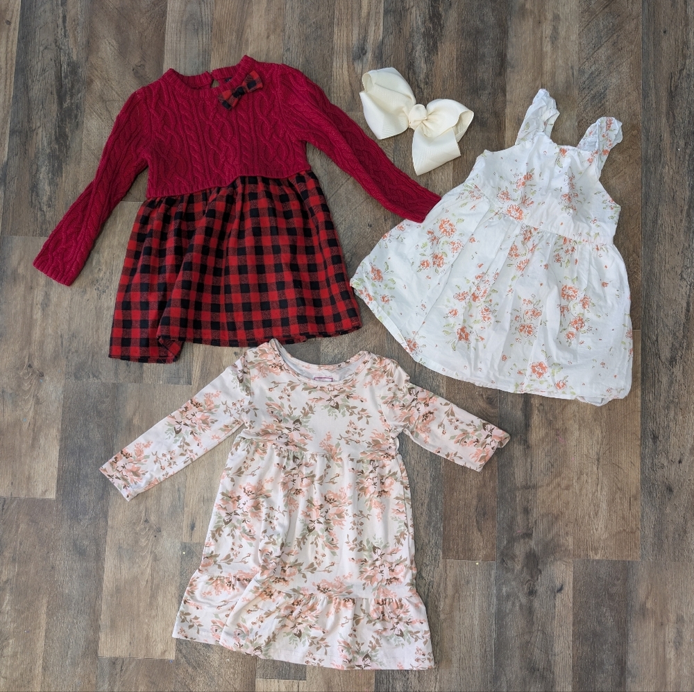Floral and Plaid Kids Dress Set